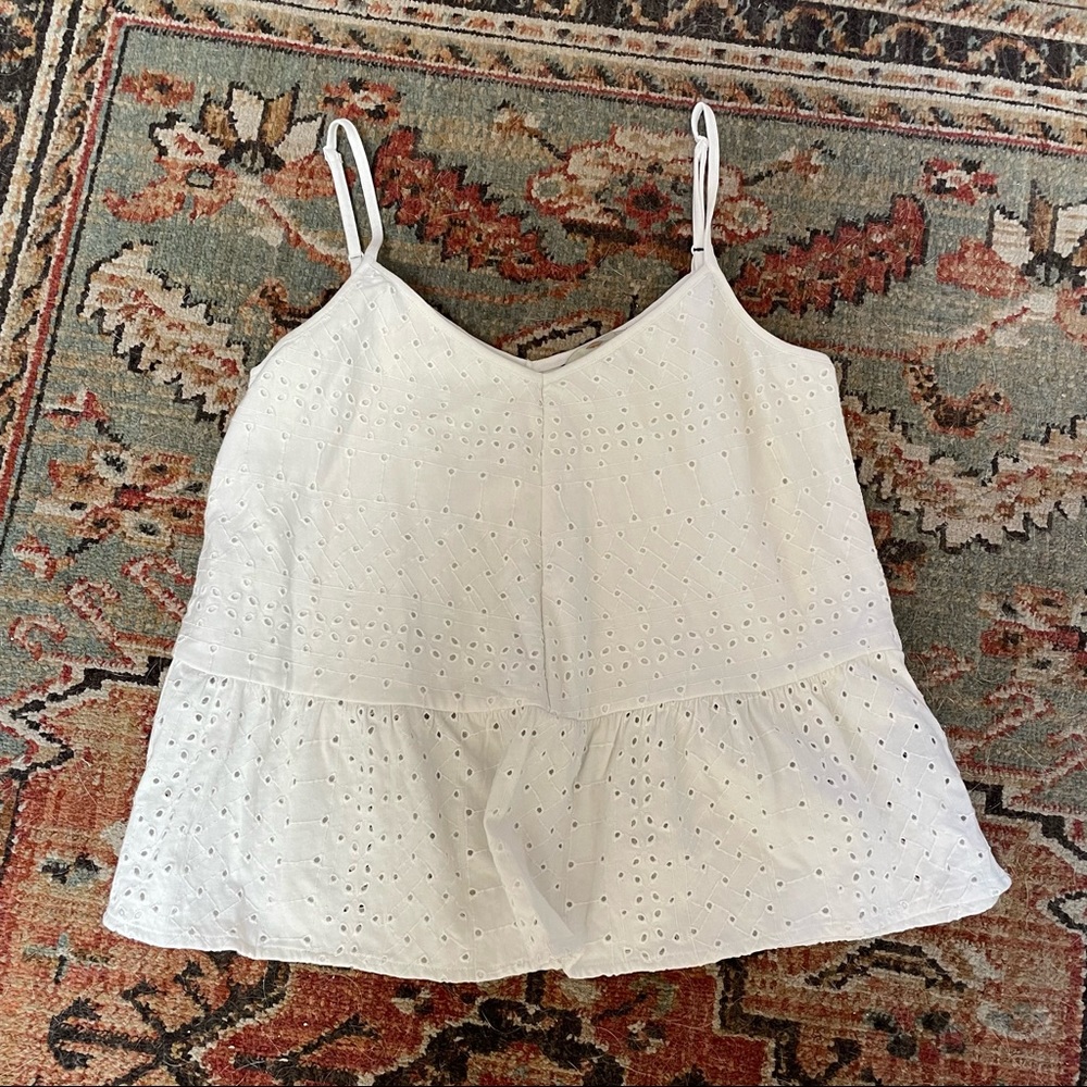 White tank top with crochet overlay. Size M. Never worn!